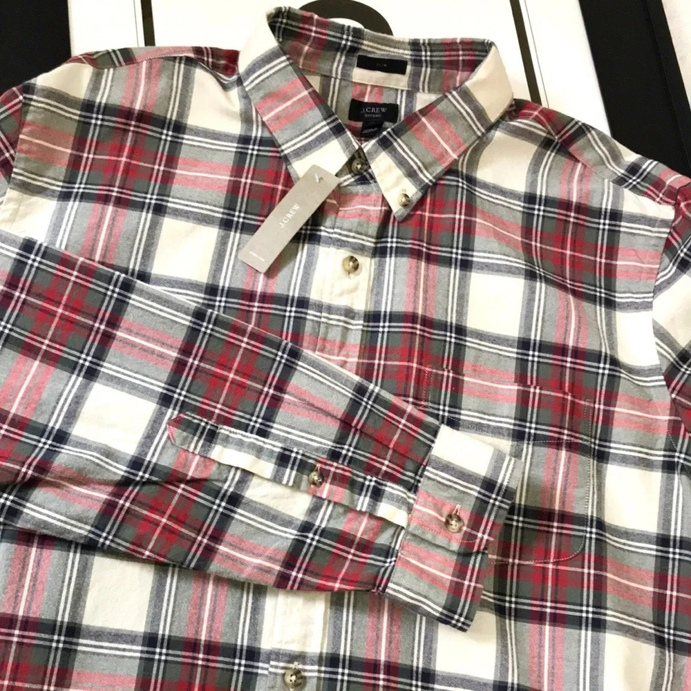 NWT J. Crew Men’s Plaid Slim Fit Oxford
